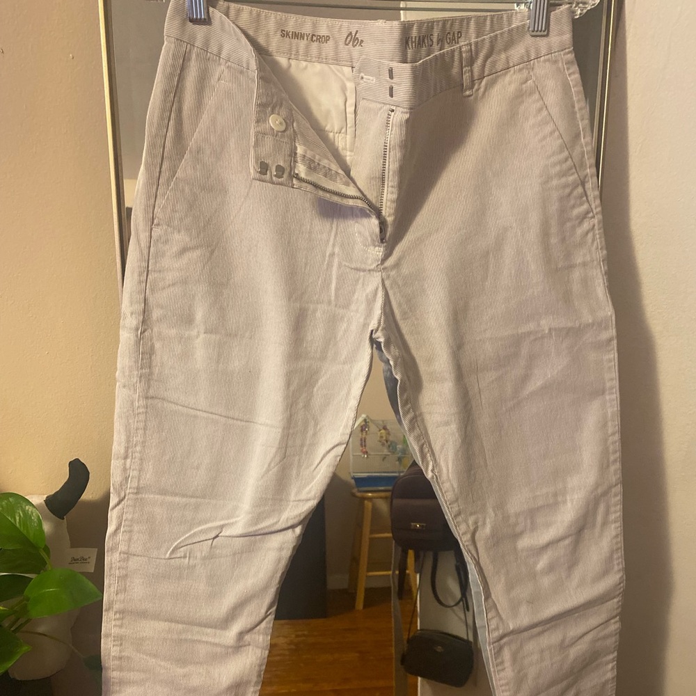 GAP KHAKI PANTS SIZE 6 STRIPE PANTS FOR WORK CASUAL BOTTOMS SLIM STRAIGHT FIT